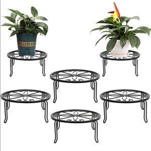 6 Pack Black Metal Potted Plant Stands for Indoor and Outdoor Plants 9.1 inches